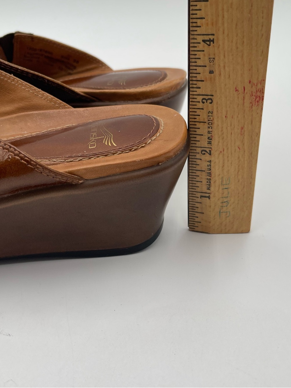 Dansko Ava Brown stretch Fabric Wedge Sandals Slip On Women's Size 38 US 7.5-8 - Picture 9 of 13
